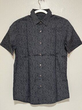 STRUCTURE MEN'S Gray-Black PLAID POLO SHIRT Button-up-Pre-owned/Size S/C